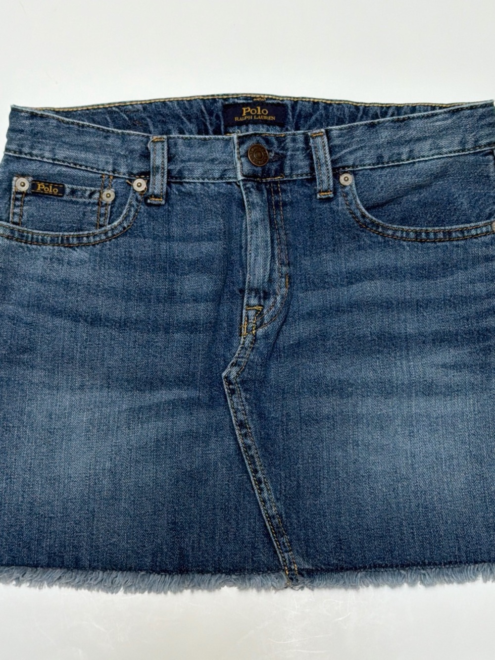 Ralph Lauren Girls Medium Wash Blue Denim Jean Skirt - Sz L